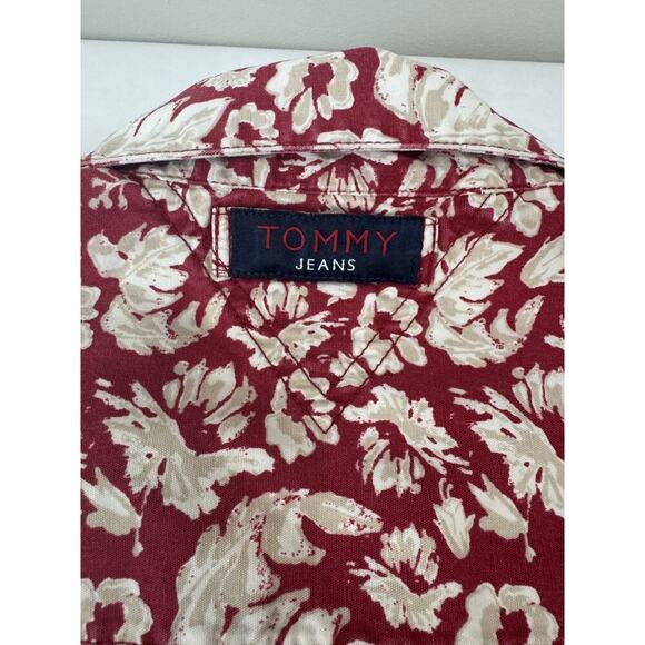 Y2K Vintage Tommy Hilfiger Hawaiian Shirt Button Down Floral Men XL Locker Loop - Picture 9 of 10